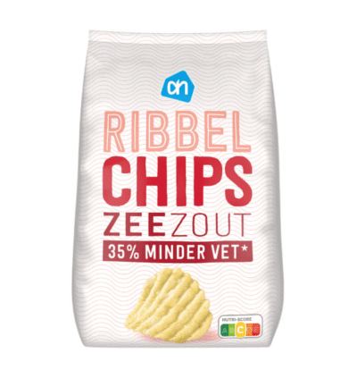 AH ribbelchips zeezout 35% minder vet