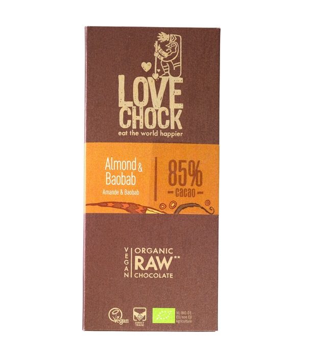 Lovechock raw almond & baobab 85%