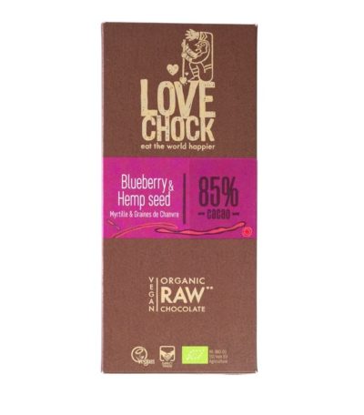 Lovechock raw blueberry & hemp seed 85%