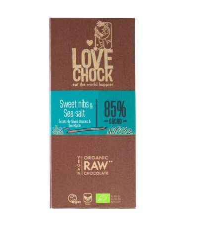 Lovechock raw sweet nibs & sea salt 85%