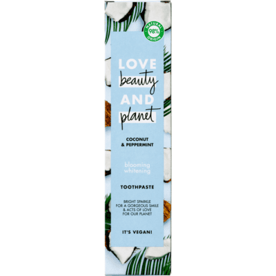 Love Beauty And Planet coconut and peppermint blooming whitening tandpasta