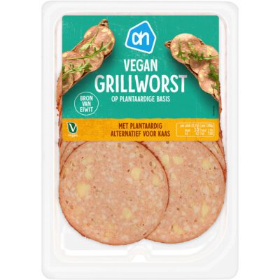 AH vegan grillworst met plantaardig alternatief voor kaas