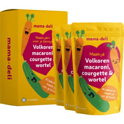 Mama Deli maaltijd volkoren macaroni, courgette & wortel 8+ mnd