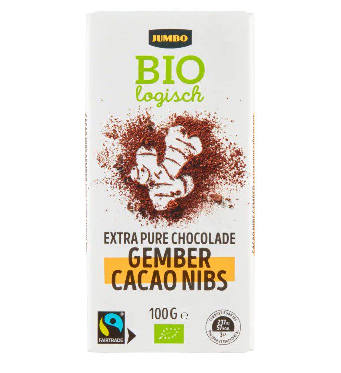 Jumbo biologisch extra pure chocolade gember cacao nibs