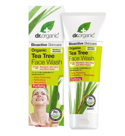 Dr. Organic tea tree face wash purifying