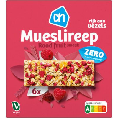 AH mueslireep rood fruit smaak zero