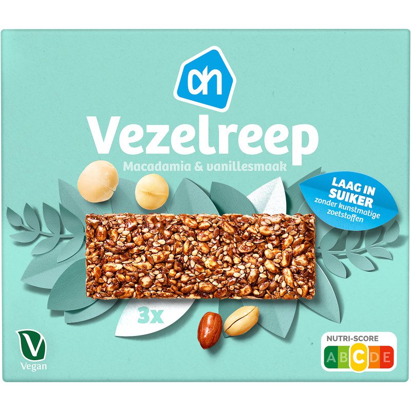 AH vezelreep macadamia & vanillesmaak