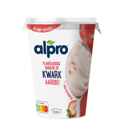 Alpro plantaardige variatie op kwark aardbei