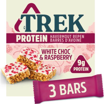 Trek protein white choc & raspberry bars