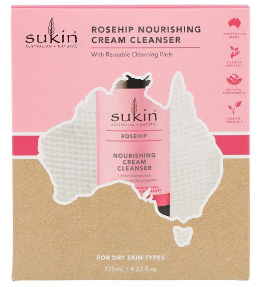 Sukin rosehip nourishing cream cleanser with reusable cleansing pads