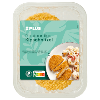Plus plantaardige krokante kipschnitzel