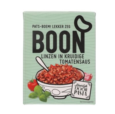 Boon linzen in kruidige tomatensaus