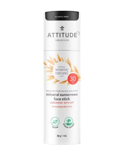 Attitude mineral sunscreen face stick unscented with oat 30 SPF