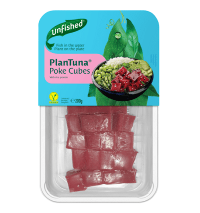 Unfished plantuna poke cubes