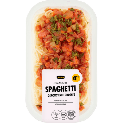 Jumbo spaghetti geroosterde groente met tomatensaus