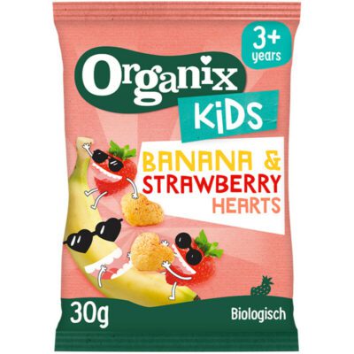 Organix Banana & strawberry hearts kids