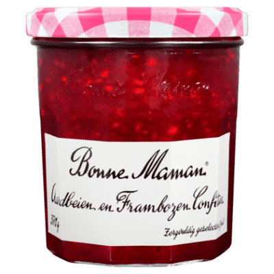 Bonne Maman aardbeien en frambozen confiture