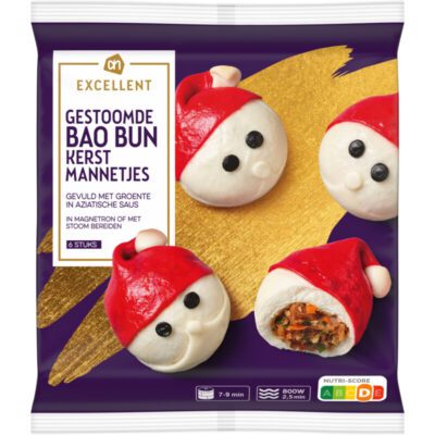 AH Excellent Gestoomde bao bun kerstmannetjes