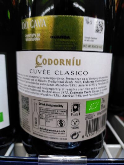 Codorníu Clasico cava brut v-label