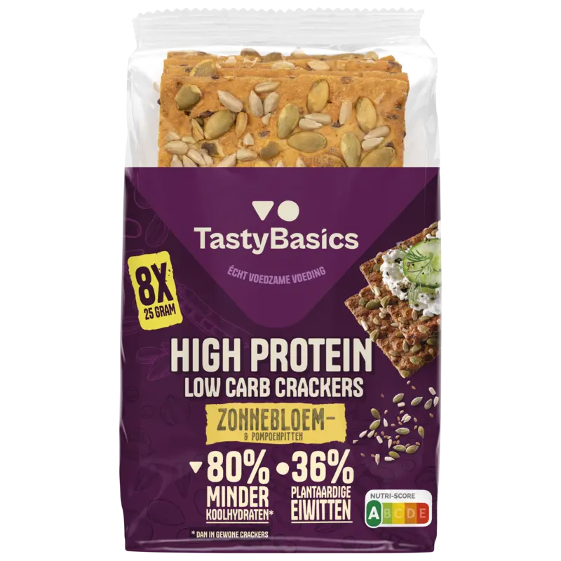 TastyBasics low carb-high protein cracker zonnebloem