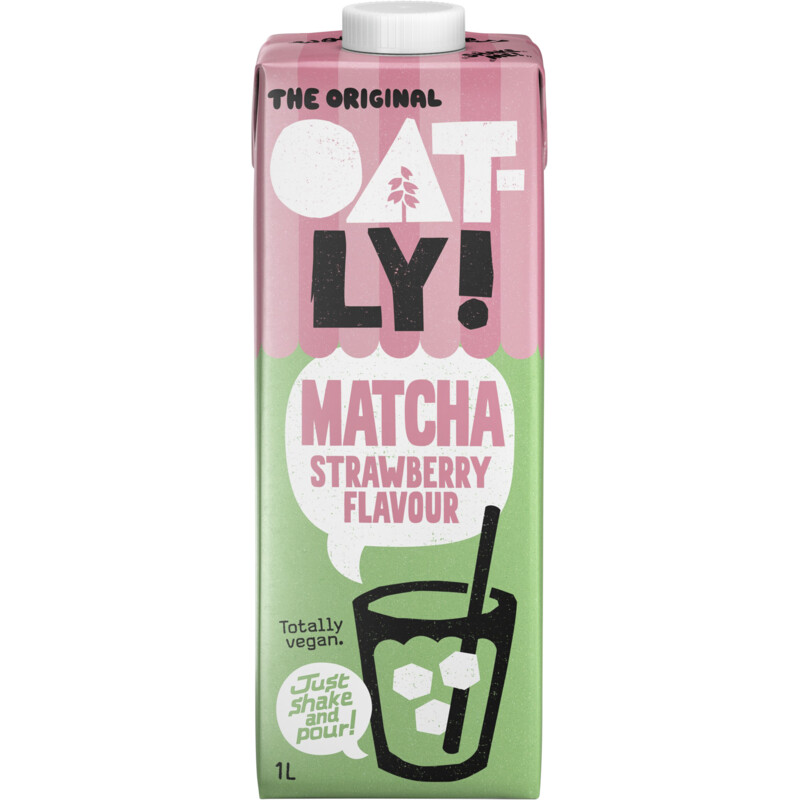 Oatly! matcha strawberry flavour