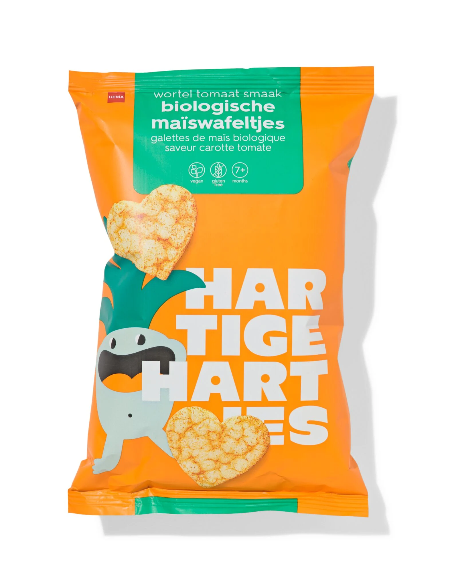 Hema biologische maïswafeltjes wortel tomaat smaak