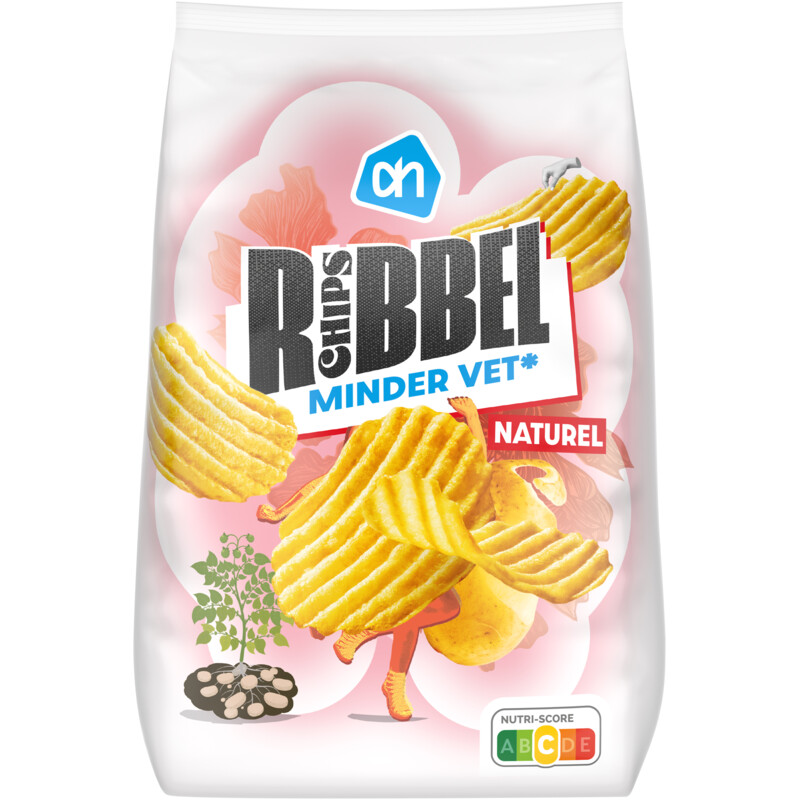 AH ribbelchips naturel minder vet
