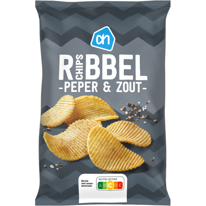 AH ribbelchips peper & zout