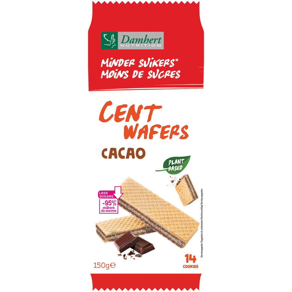 Damhert minder suikers cent wafers cacao