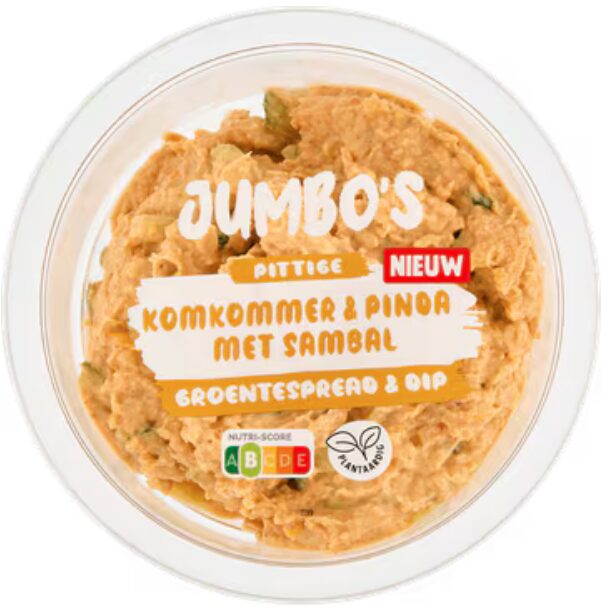 Jumbo's groente spread & dip pittige komkommer & pinda met sambal
