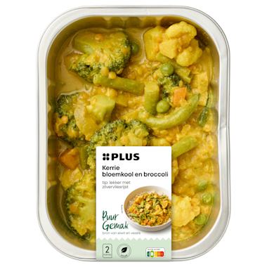 Plus kerrie bloemkool en broccoli
