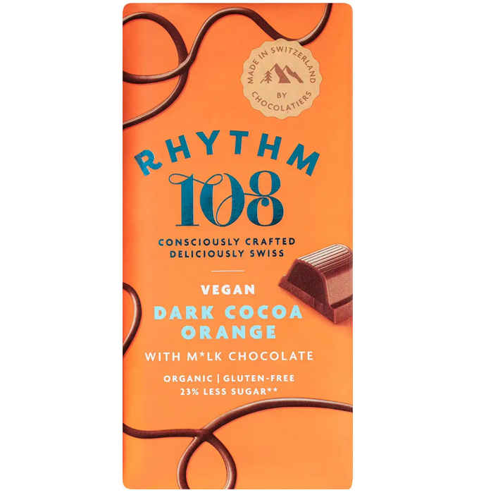 Rhythm 108 vegan chocoladereep dark cocoa orange